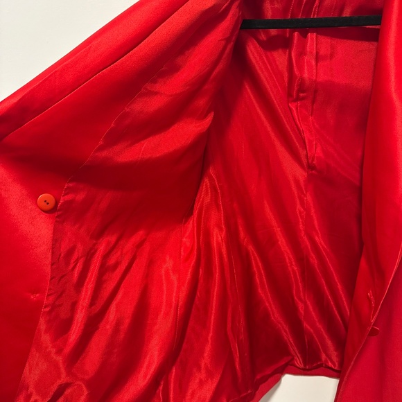 Zara red satin lapel blazer - Picture 2 of 4